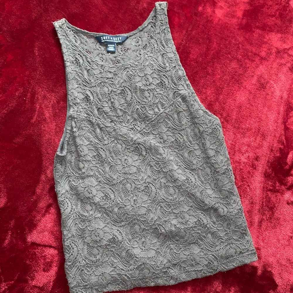 Grey Lace Tank Top